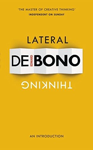 Yellow book cover titled Lateral Thinking by Edward de Bono with folded paper effect.