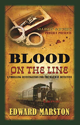 Book cover showing a revolver, handcuffs, and a steam train on a textured background.