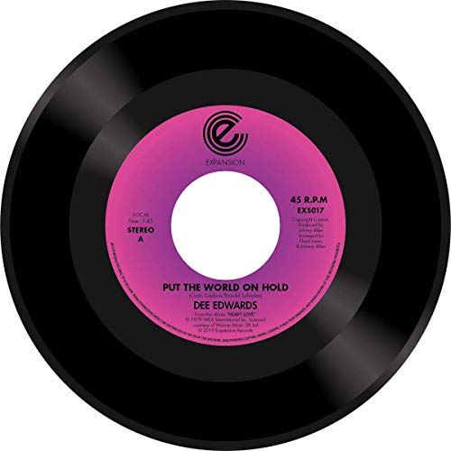Black vinyl record with a pink label, titled "Put the World on Hold".