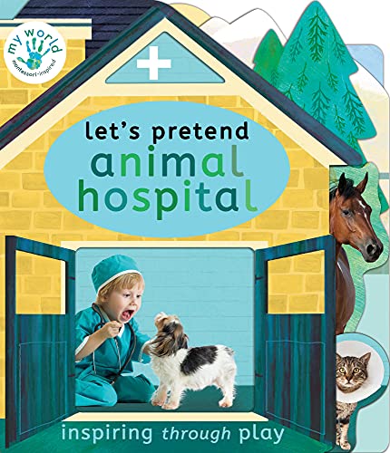 Animal hospital playset with a child, dog, horse, and cat.