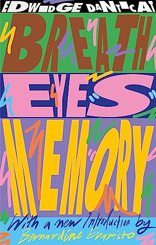 Book cover: "Breath, Eyes, Memory" with colorful, stacked typography.