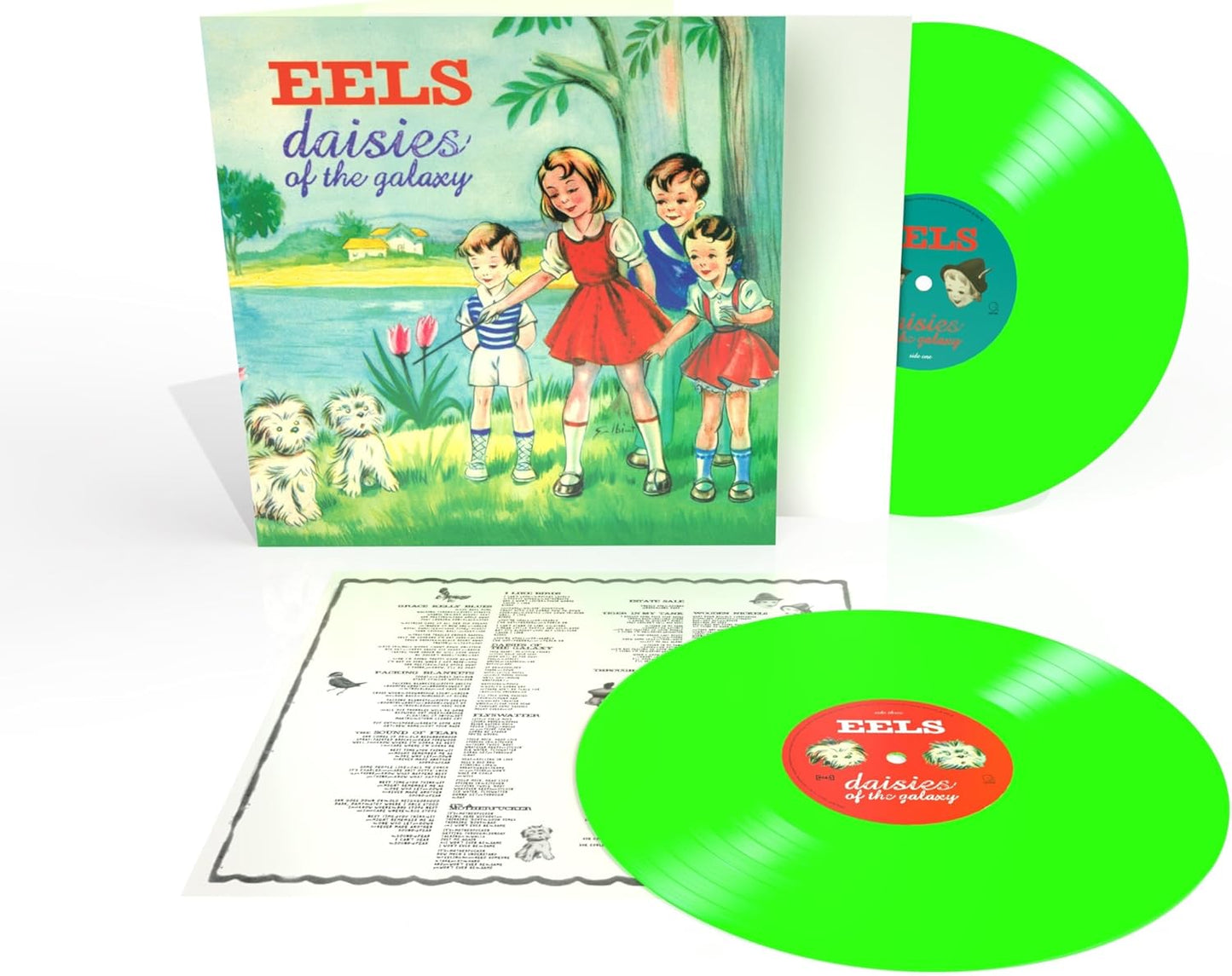 EELS "Daisies of the Galaxy" glow-in-the-dark vinyl LP with children illustration.