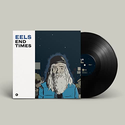 Eels “End Times” vinyl record with illustrated cover and black disc.