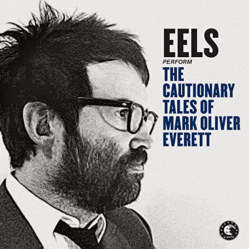 Eels album cover featuring a black and white portrait of a man in glasses.