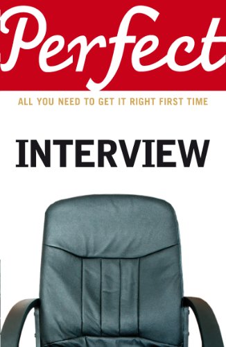Book cover with red text, "Interview," and image of an office chair.