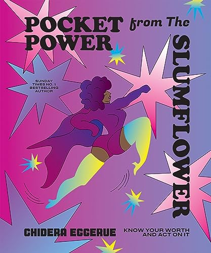 Book cover with illustration of a purple-clad superheroine in flight.