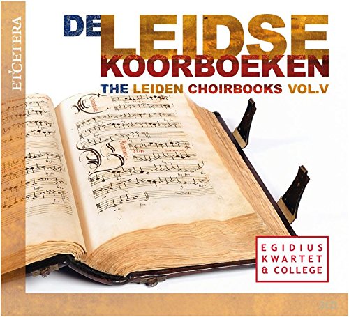 CD cover featuring an open, old, leather-bound book with sheet music.