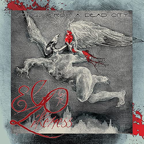 CD cover: grayscale illustration of figures and wings, with red splashes.