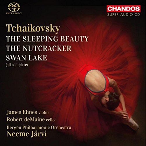 CD cover for Tchaikovsky’s ballets featuring a dancer in red.
