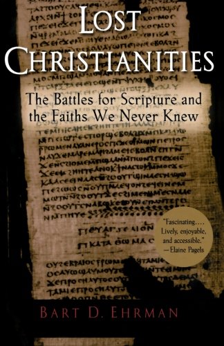 Book cover with faded text on a papyrus-like background, titled "Lost Christianities.