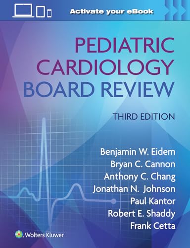 Cover of "Pediatric Cardiology Board Review," third edition, with ECG line.