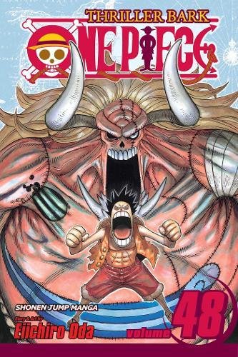 One Piece volume 48 cover featuring Monkey D. Luffy standing before the giant Oars.