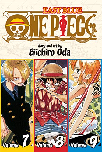 One Piece 3-in-1 manga cover featuring Sanji, Luffy, and Nami in three vertical panels.