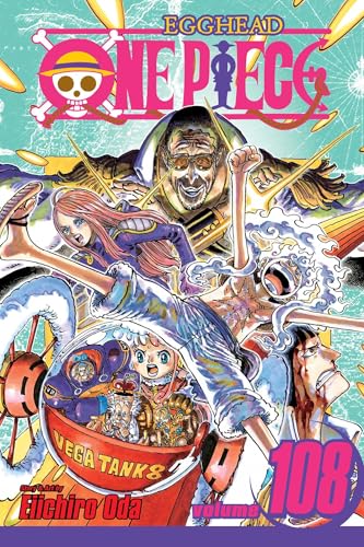 Manga cover of One Piece Volume 108 featuring Luffy, Kizaru, Bonney, and Vegapunk characters.