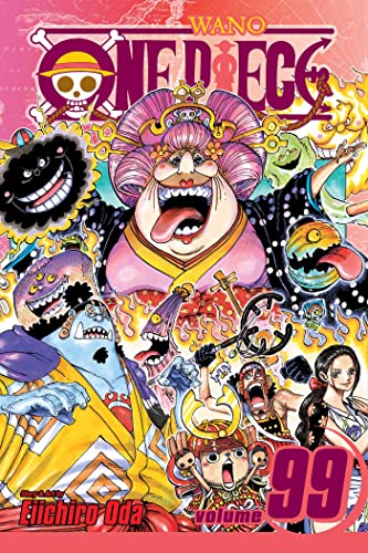 The One Piece volume 99 manga cover features Big Mom and various series characters.