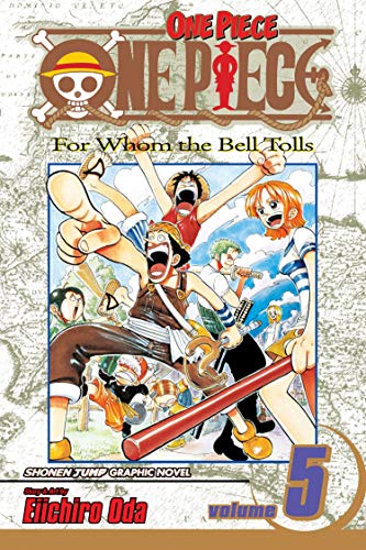 Manga cover of One Piece Volume 5 featuring Luffy, Usopp, Nami, and Zoro.