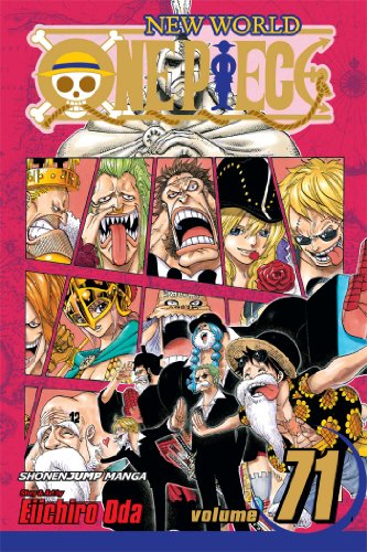 One Piece volume 71 manga cover featuring a collage of various character portraits.