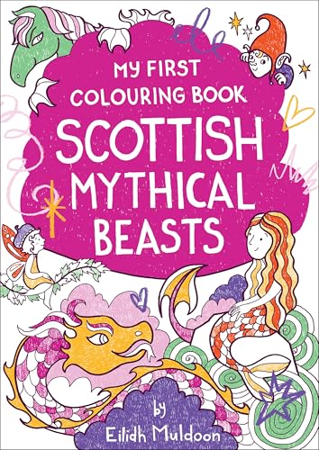 Book cover with a pink center, colorful mythical creatures, and bold white text.