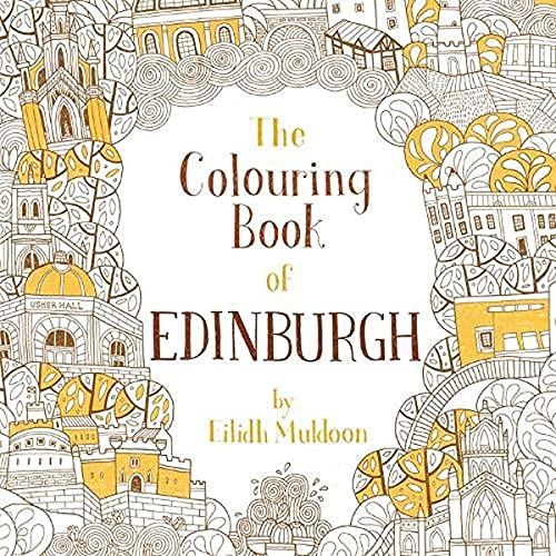 Detailed line drawing of Edinburgh architecture surrounding book title.
