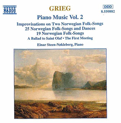CD cover for Grieg’s Piano Music Vol. 2 with a landscape painting.