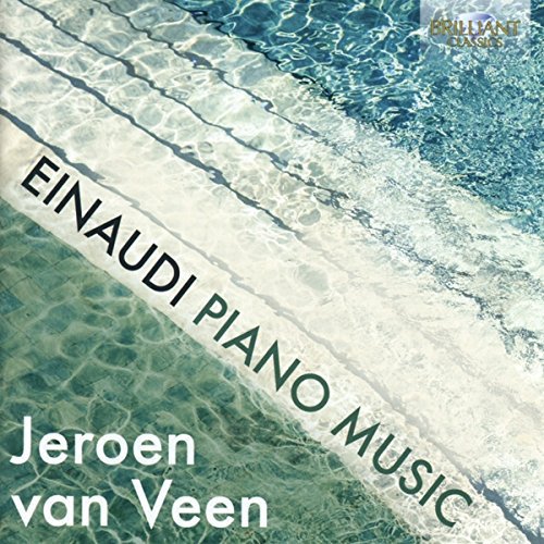 CD cover for Ludovico Einaudi’s “Piano Music” with water and land imagery.