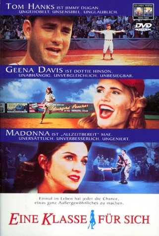 A League of Their Own" DVD cover featuring Madonna, Geena Davis, and Tom Hanks.