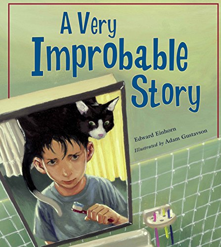 Book cover showing a boy brushing teeth with a black and white cat atop.