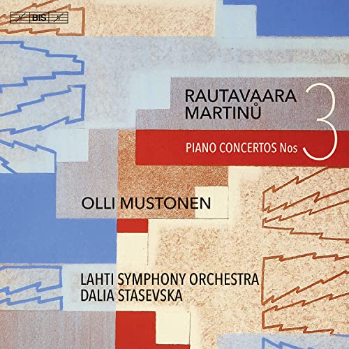 CD cover for Rautavaara & Martinů piano concertos, abstract geometric design.