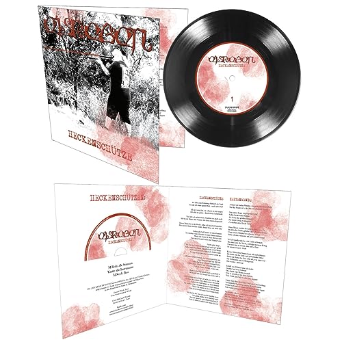 Vinyl record and gatefold sleeve for Eisregen's "Heckenschutze" album, red accents.