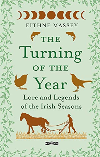 Book cover featuring moon phases, birds, a horse and plow, and botanical border illustrations.