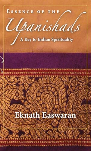 Book cover: “Essence of the Upanishads” with gold patterned fabric.
