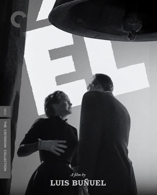 Black and white film poster for “Él” with two men in suits.