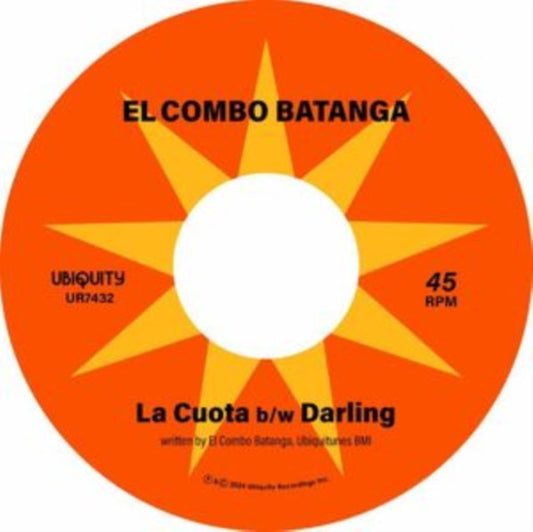 Orange vinyl record label with starburst design and text: El Combo Batanga.