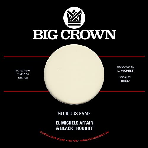 Black vinyl record label with white text: "El Michels Affair & Black Thought.