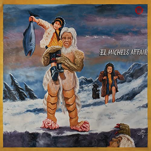 Painted album cover featuring a yeti, a child, and a snowy mountain landscape.