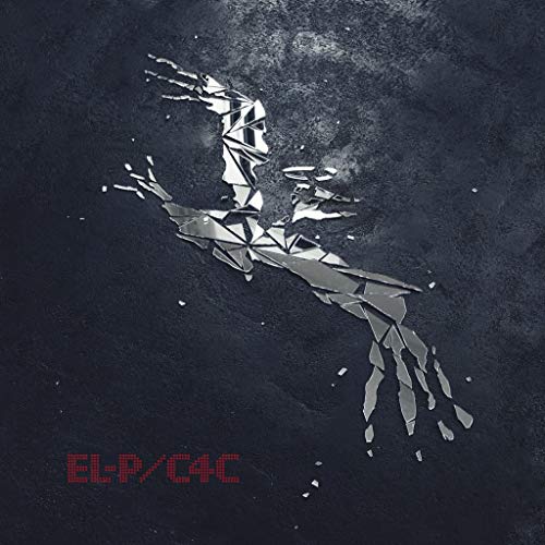 A vinyl record cover with a shattered silver hand on a dark blue background.
