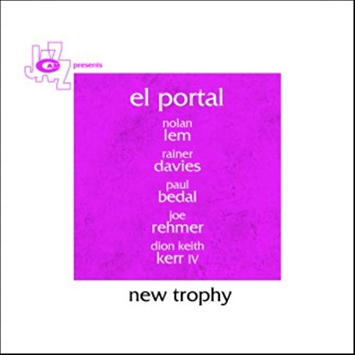 Purple CD cover for “El Portal - New Trophy” with white text.