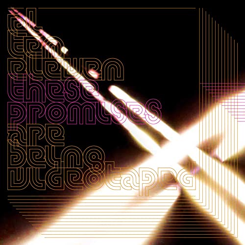 Album cover featuring glowing drumsticks against a black background with stylized white text overlay.