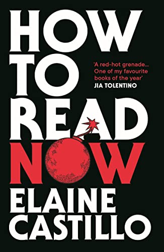 Book cover: "How to Read Now" by Elaine Castillo, with a grenade image.