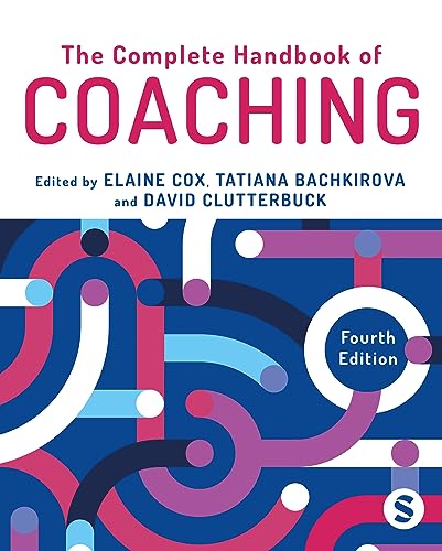 Book cover: "The Complete Handbook of Coaching," fourth edition, with abstract design.
