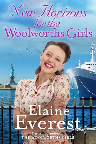 Book cover featuring a smiling woman, Statue of Liberty, and ocean liner.