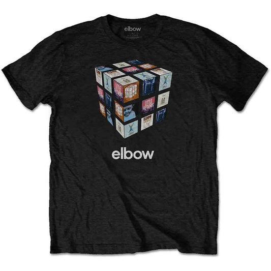White XXL Elbow T-shirt with a colorful Rubik's Cube design.