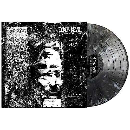 Elder Devil vinyl record with distressed portrait album art and marbled disc.