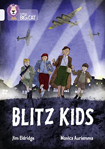 Children and a woman run as planes fly overhead during wartime.