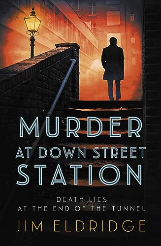 Book cover: man on stairs near a London Underground station.