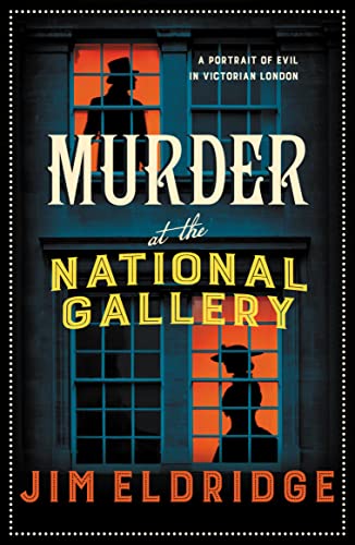 Book cover: "Murder at the National Gallery" with a shadowy figure.