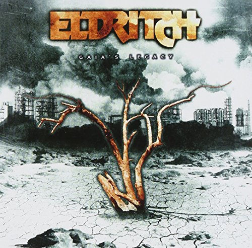 CD cover: desolate, cracked earth with a dead tree and ruined city.
