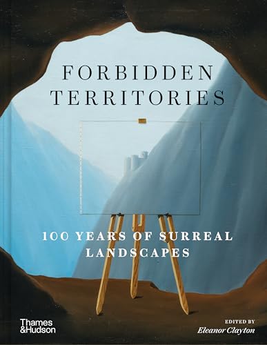 Book cover: “Forbidden Territories,” surreal landscapes with an easel.
