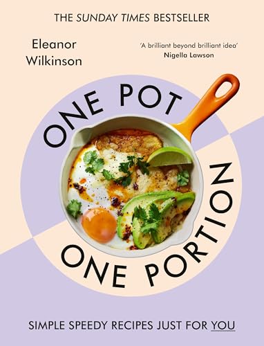 Cookbook cover with fried egg in a pan, text “One Pot, One Portion”.