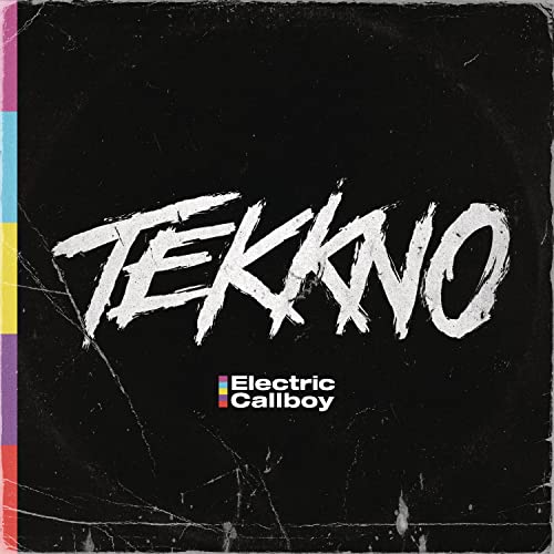 Album cover for Electric Callboy’s “TEKKNO” with white text on black.